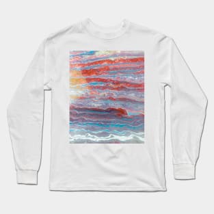 sunset acrylic fluid art Long Sleeve T-Shirt